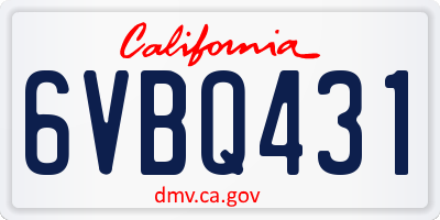 CA license plate 6VBQ431