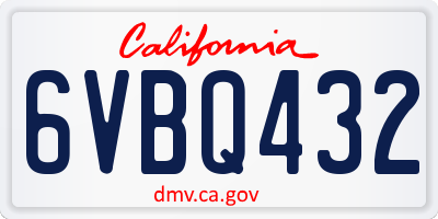 CA license plate 6VBQ432