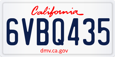 CA license plate 6VBQ435