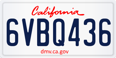 CA license plate 6VBQ436