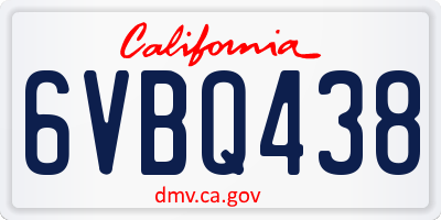 CA license plate 6VBQ438
