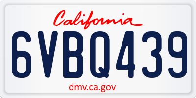 CA license plate 6VBQ439