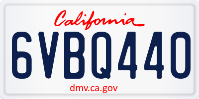 CA license plate 6VBQ440