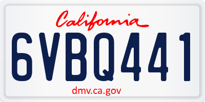 CA license plate 6VBQ441