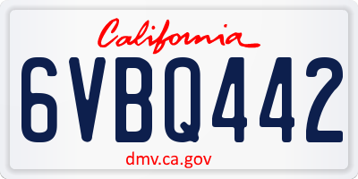 CA license plate 6VBQ442