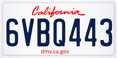 CA license plate 6VBQ443