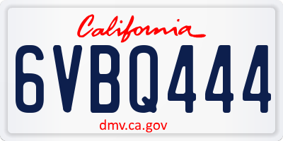 CA license plate 6VBQ444