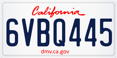 CA license plate 6VBQ445