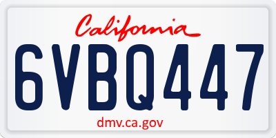 CA license plate 6VBQ447