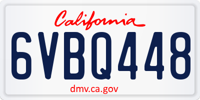 CA license plate 6VBQ448