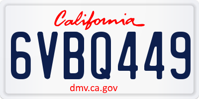 CA license plate 6VBQ449