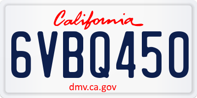 CA license plate 6VBQ450