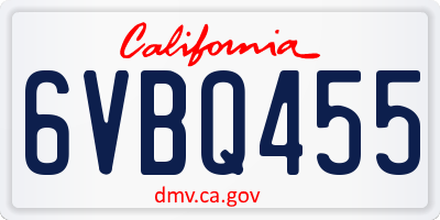 CA license plate 6VBQ455