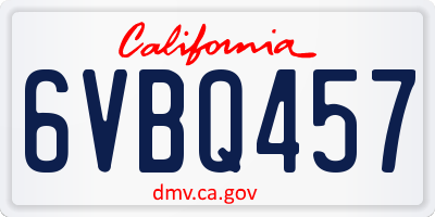 CA license plate 6VBQ457