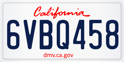 CA license plate 6VBQ458
