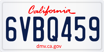CA license plate 6VBQ459