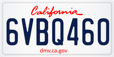 CA license plate 6VBQ460