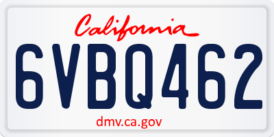 CA license plate 6VBQ462