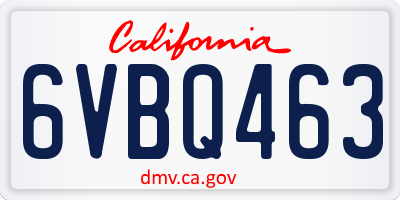 CA license plate 6VBQ463