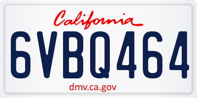 CA license plate 6VBQ464