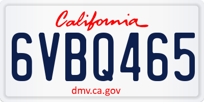 CA license plate 6VBQ465