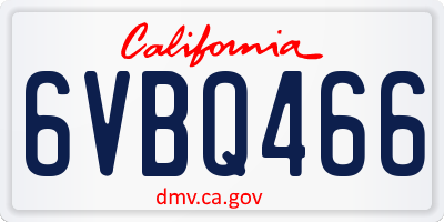 CA license plate 6VBQ466