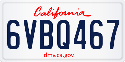 CA license plate 6VBQ467
