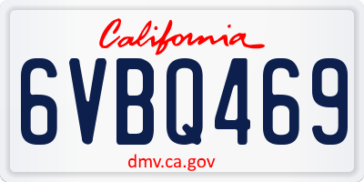 CA license plate 6VBQ469