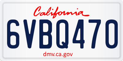 CA license plate 6VBQ470