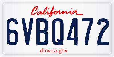 CA license plate 6VBQ472