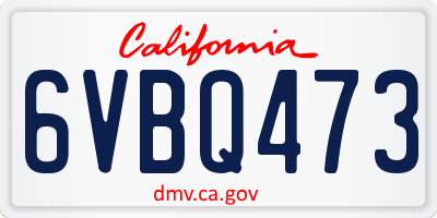 CA license plate 6VBQ473