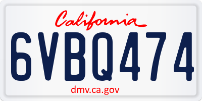 CA license plate 6VBQ474