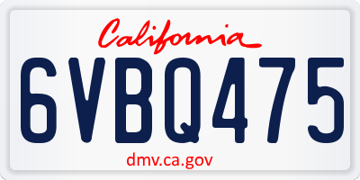 CA license plate 6VBQ475