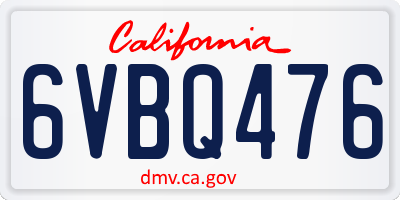 CA license plate 6VBQ476