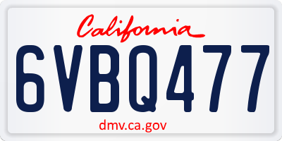 CA license plate 6VBQ477