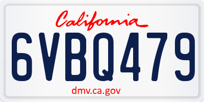 CA license plate 6VBQ479