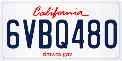 CA license plate 6VBQ480