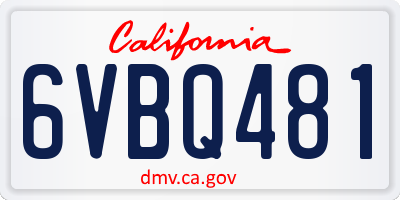 CA license plate 6VBQ481
