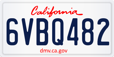 CA license plate 6VBQ482