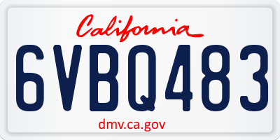CA license plate 6VBQ483