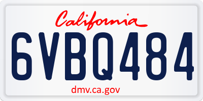 CA license plate 6VBQ484