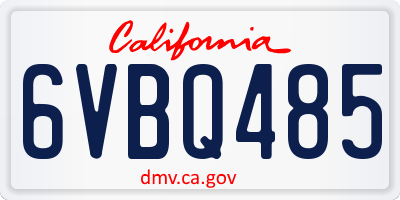 CA license plate 6VBQ485