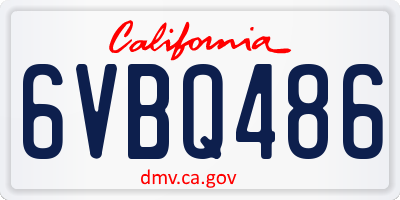 CA license plate 6VBQ486