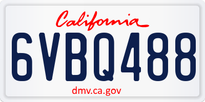 CA license plate 6VBQ488