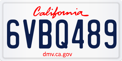 CA license plate 6VBQ489