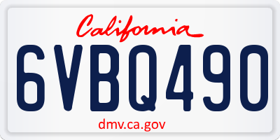 CA license plate 6VBQ490