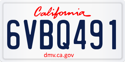 CA license plate 6VBQ491