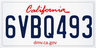 CA license plate 6VBQ493