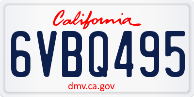 CA license plate 6VBQ495
