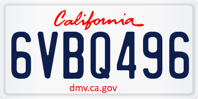 CA license plate 6VBQ496